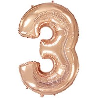 Фольгированная цифра "3" с гелием, Розовое золото