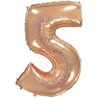 Фольгированная цифра "5" с гелием, Розовое золото