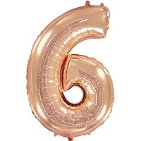 Фольгированная цифра "6" с гелием, Розовое золото